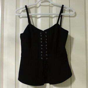 LE CHATEAU black lace up front spaghetti strap top